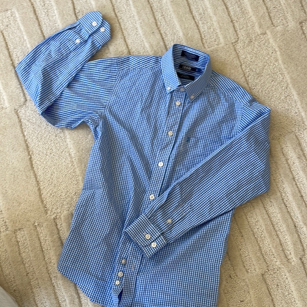 IZOD Gingham Button-Up Shirt, size 14
